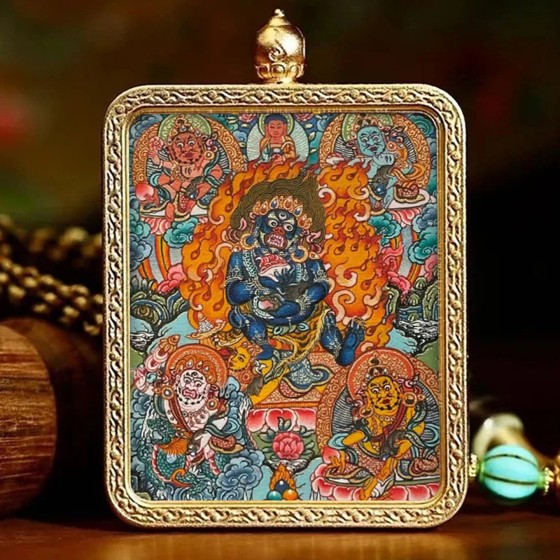 西藏纯手绘唐卡吊坠扎基拉姆大日如来普贤文殊本命佛虚空藏药师佛