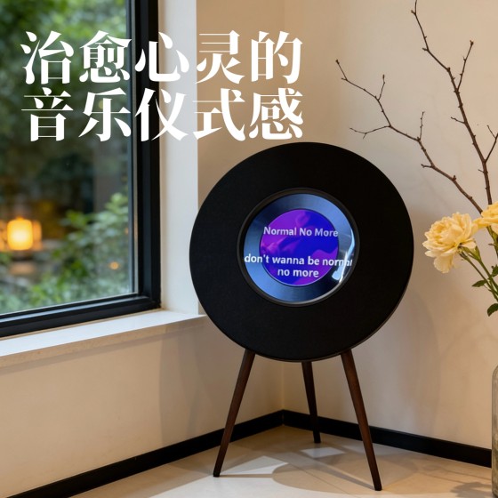 艺术音响 R1悬浮歌词音箱蓝牙黑胶字幕客厅音响
