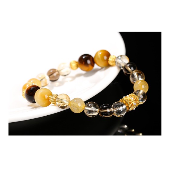 海淘黄水晶金属混搭手串