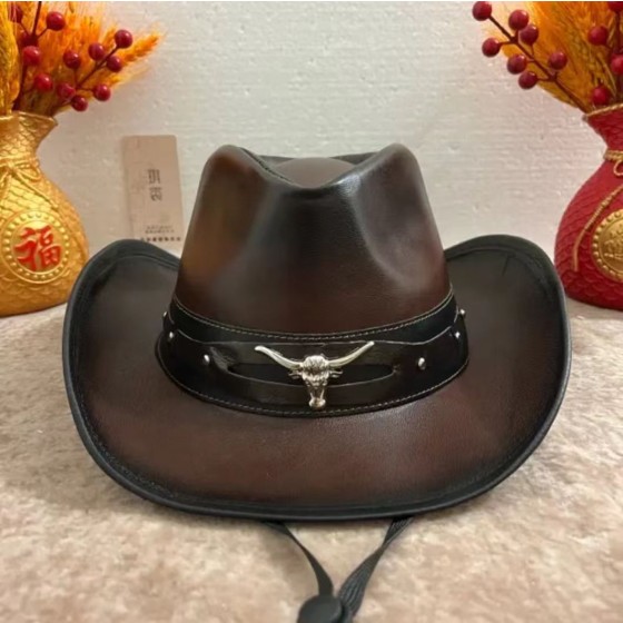 海淘真皮牛仔帽